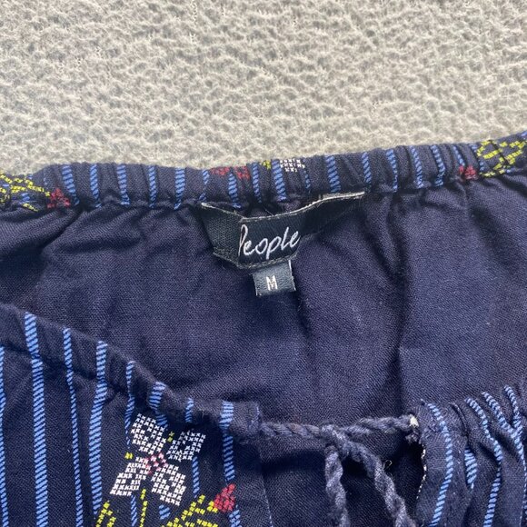 People Womens Blouse Size M  top Pullover Long Sleeve,Floral,  Striped - Picture 3 of 8